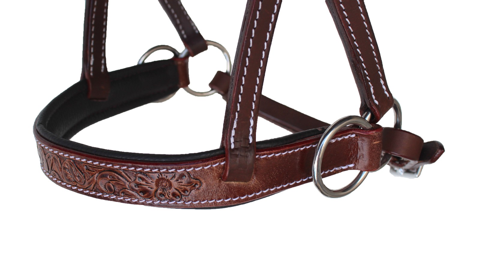 Horse Western Tan Leather Padded Bitless Training Sidepull Bridle Reins