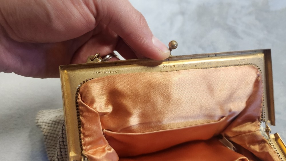 Whiting & Davis Cream Mesh Purse