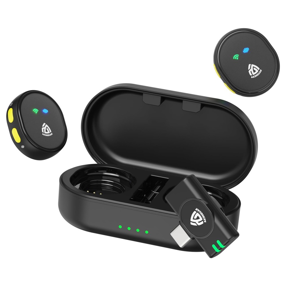 Wireless Lavalier Microphone for iPhone 15/16/17 & Android, Mini Microphone w...