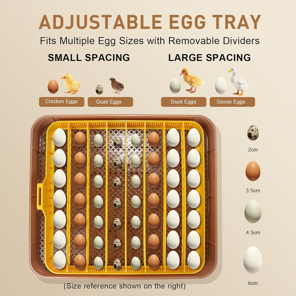 Automatic 56-Egg Incubator for Breeders, Sensor-Based Precise Humidity+Temp Cont
