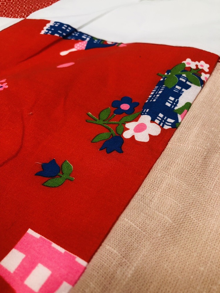 Handcrafted Patchwork Quilt Red White Blue Princess 78" X 59"