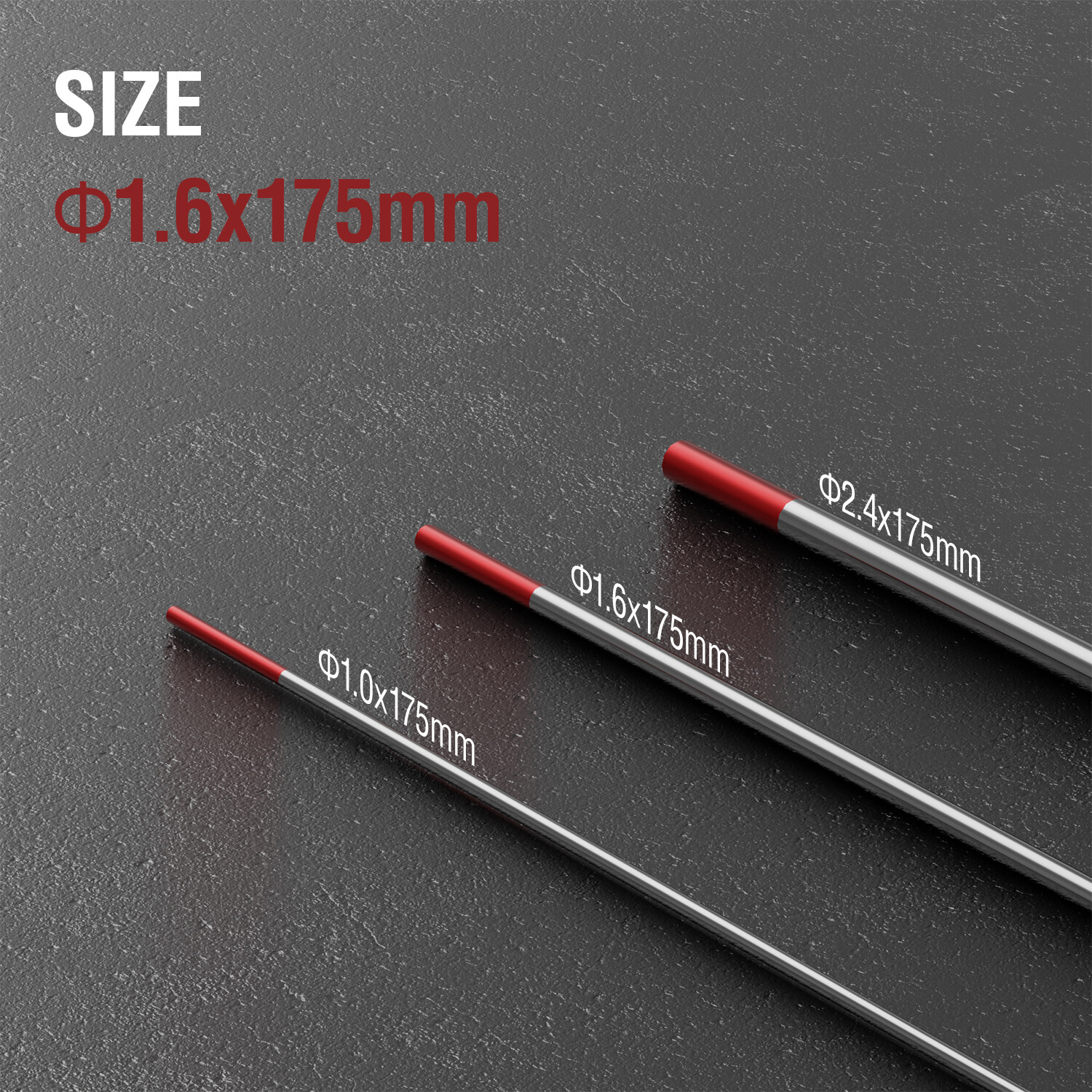 1/16" x 7" Red TIG Welding Tungsten Electrode 2% Lantanated - 10-pack US