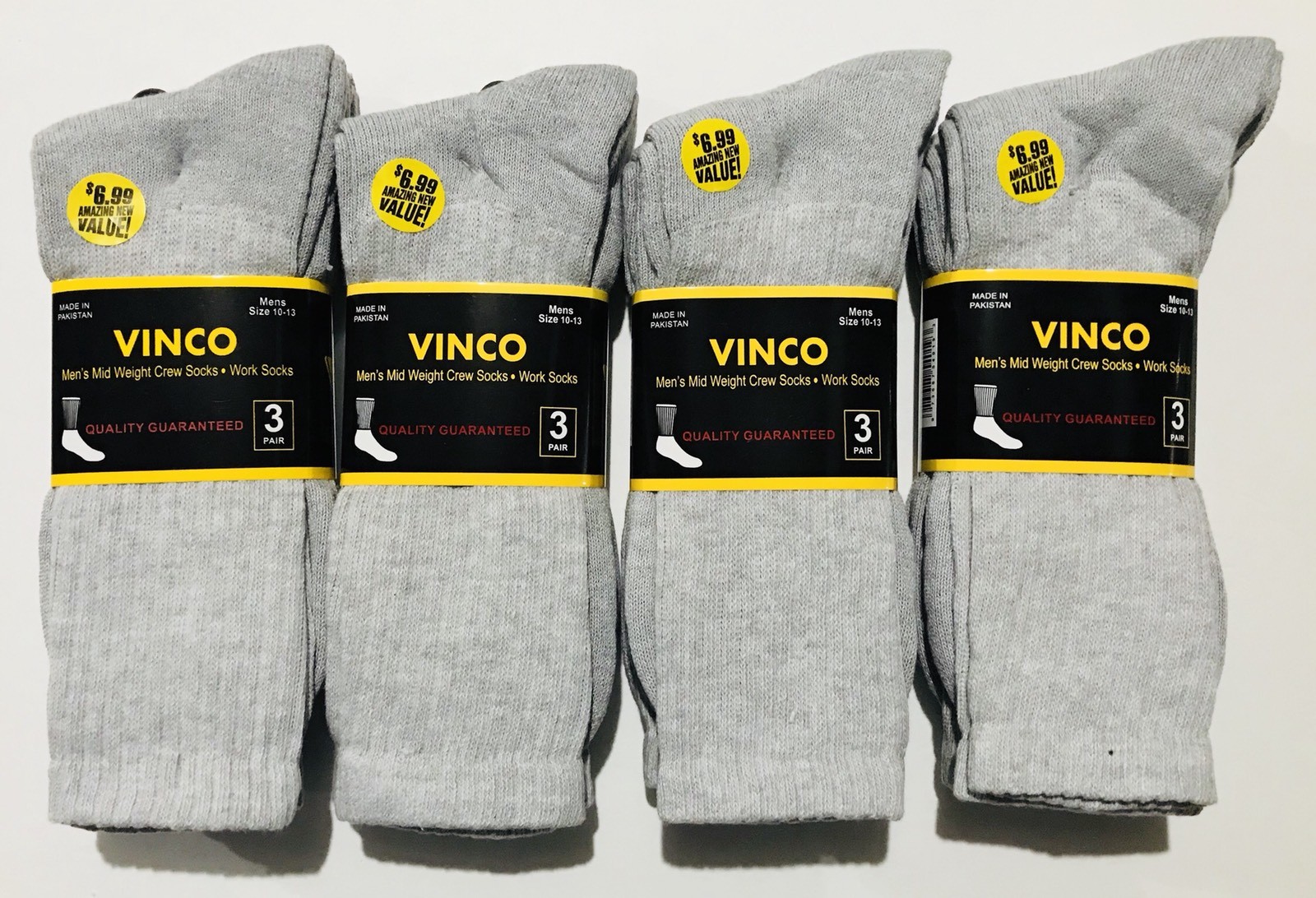 3-6-12 Pairs Men's Crew Socks Grey Cotton Sports Work Athletic Socks size 9-13