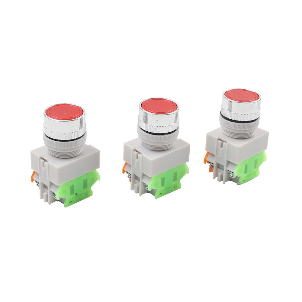 3PCS AC 660V 10A 4pin instantaneous push button switch red