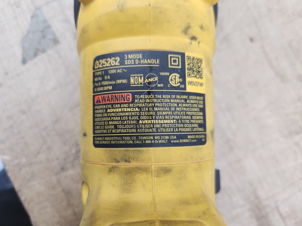 DEWALT D25262 1" SDS Rotary Hammer (Tool Only)