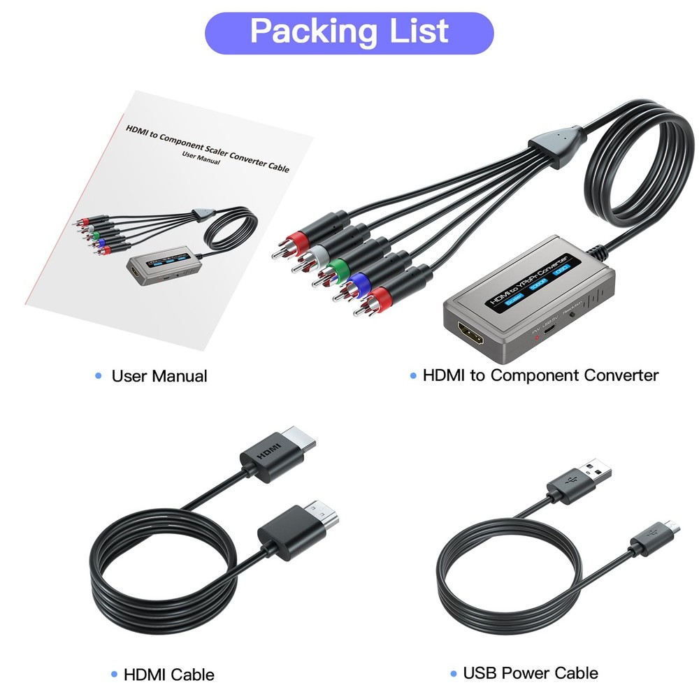 Bcrokory HDMI to Component Converter with Scaler Function, 1080P Grey