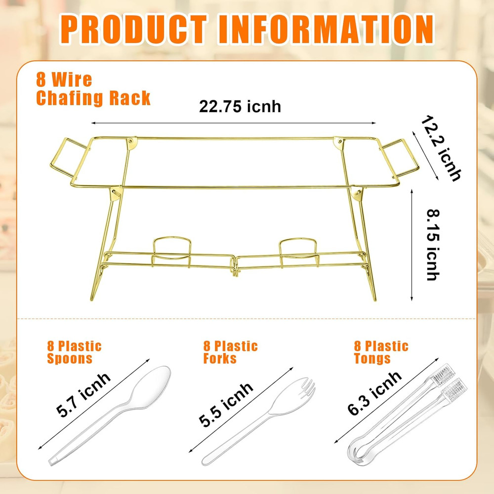 32 Pack Wire Buffet Rack Stand Folding Chafing Stand Chrome Frame Serving Trays
