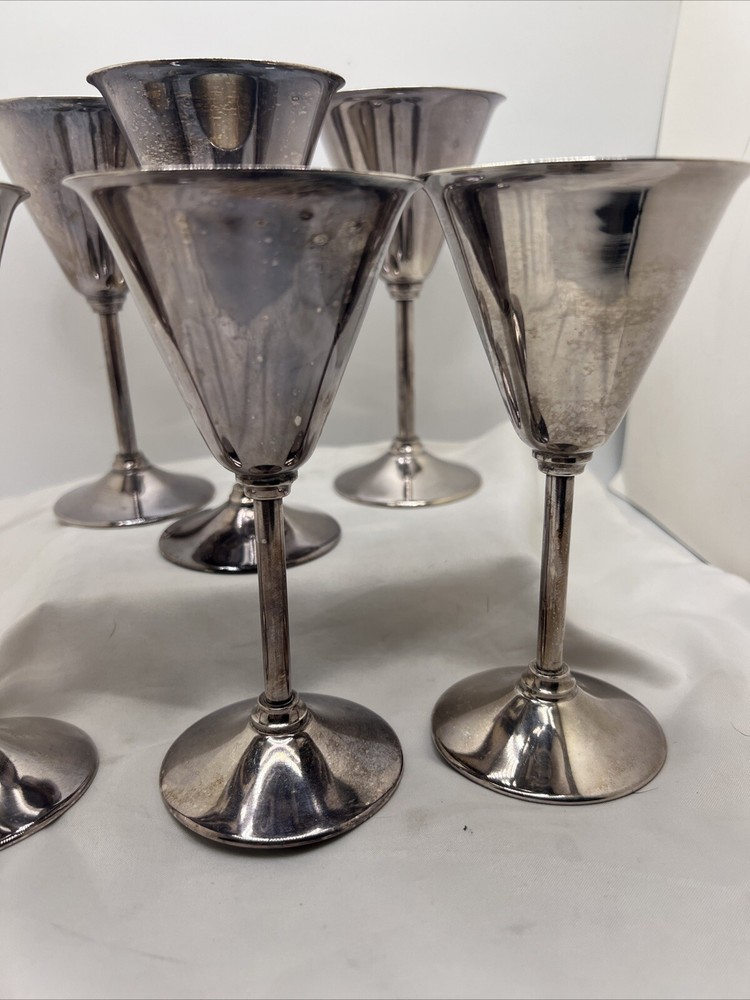6 Vtg Bernard Rice's Sons, Inc Apollo EPNS Cocktail Glasses Cup Wine #5025