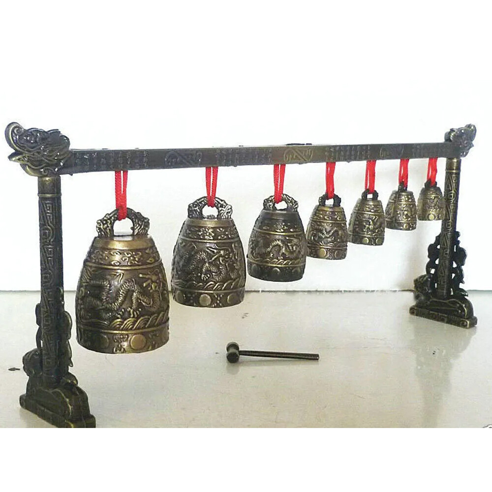 Rare Collectable Musical Meditation Gong with 7 Ornate Bells Dragon Design New
