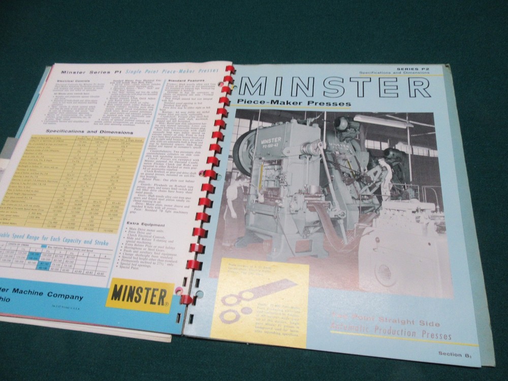 Minster Presses Machine Tool Catalogs - Booklets