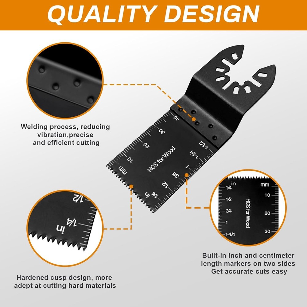 50 Pack Oscillating Tool Blade - Universal Titanium Multitool Blades, Black