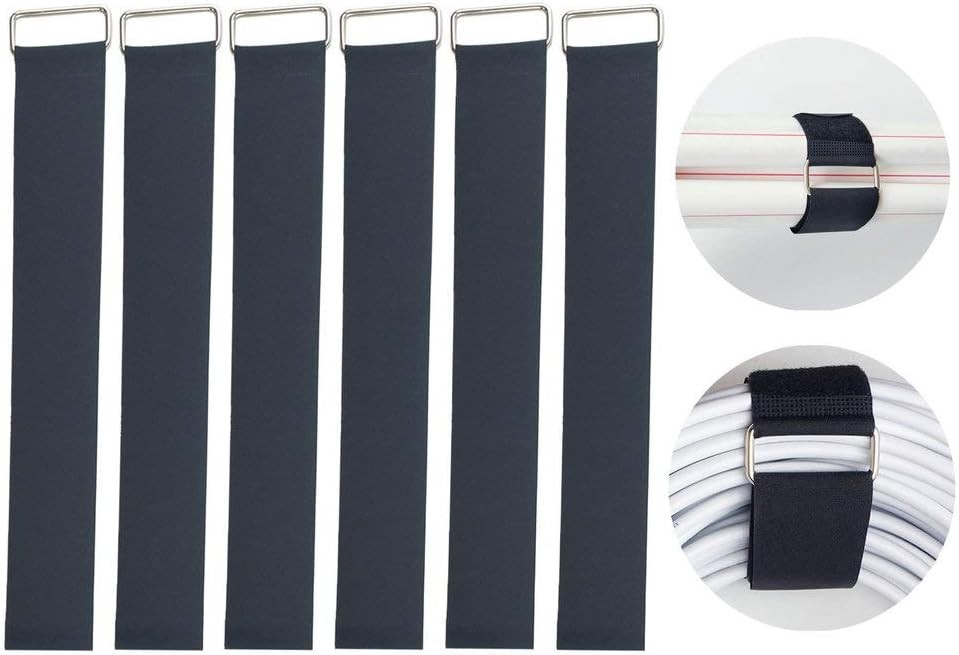 Durable 18" Nylon Hook & Loop Straps with Metal D-ring - 6 Count for Heavy Items