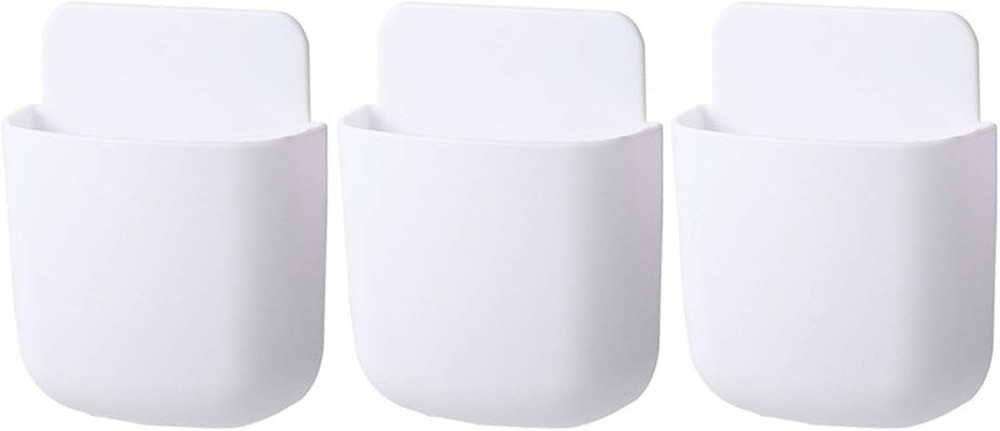 3 Pcs Remote Control Holder Wall Mount Self Adhesive Case White