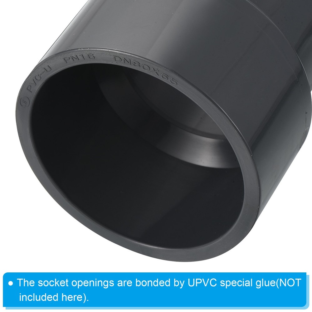 PVC Reducer Pipe Fitting 3.5x3" Socket Coupling Adapter Connector, Grey
