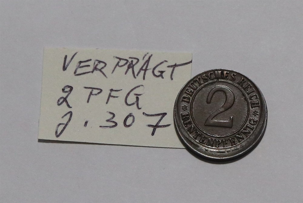 🧭 🇩🇪 GERMANY ERROR COIN WEIMAR 2 PFENNIG OFF CENTRE B88 #Z8041
