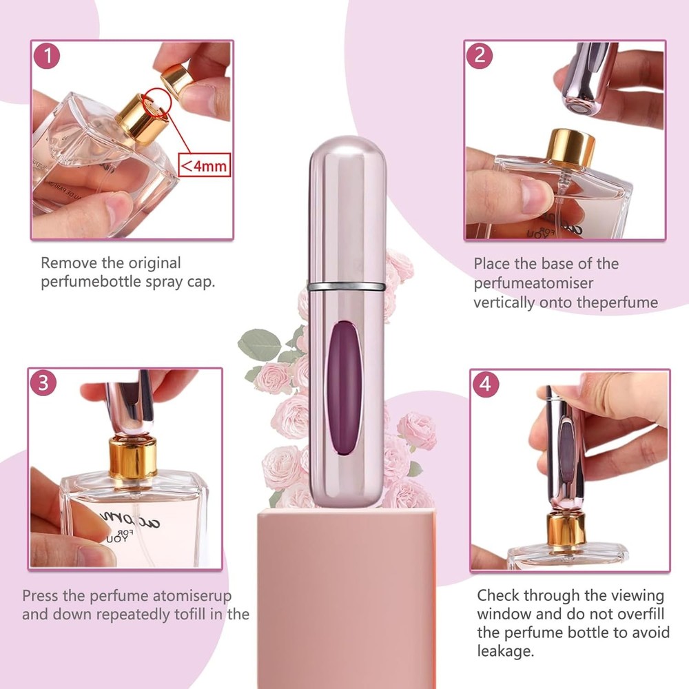 4PC Portable Mini Refillable Perfume Atomizer Bottle, Travel Size Refillable Per