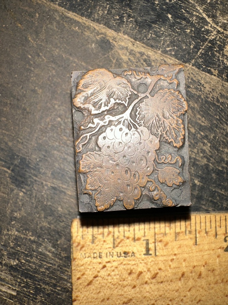 Printing Block “ Beautiful Grape Cluster “ Copper Face, Nice Image!￼