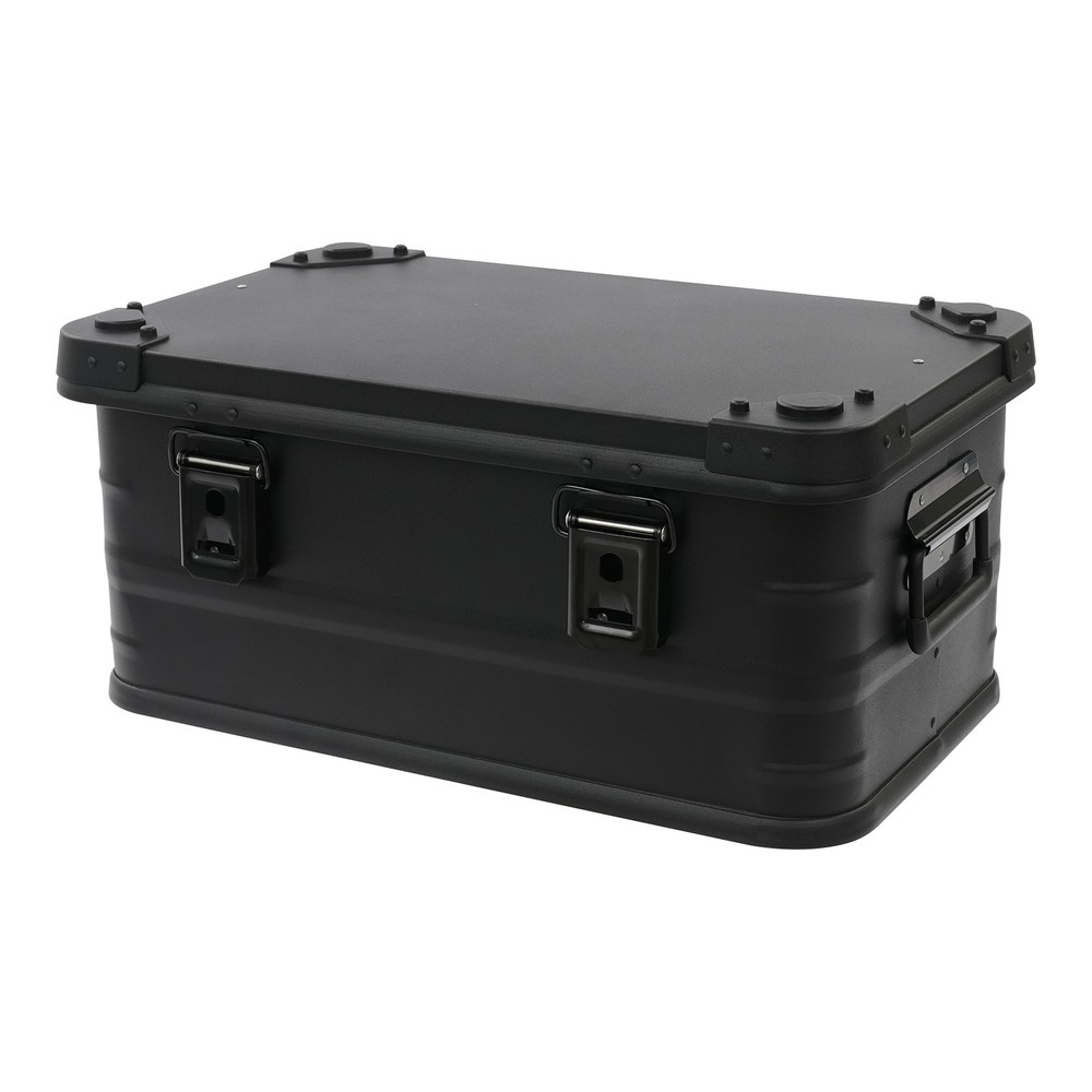 30L Aluminum Storage Box w/ Sponge Pad - 7.93 Gallon Black Rectangular Container