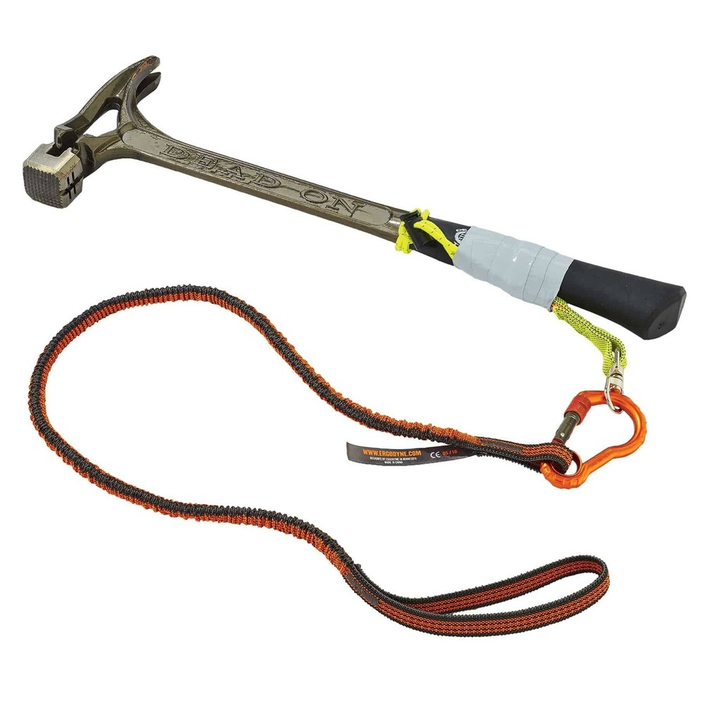 Shock Absorbing Lanyard for Tools w/ Self-Locking Carabiner&Loop; End 10lbs Cap