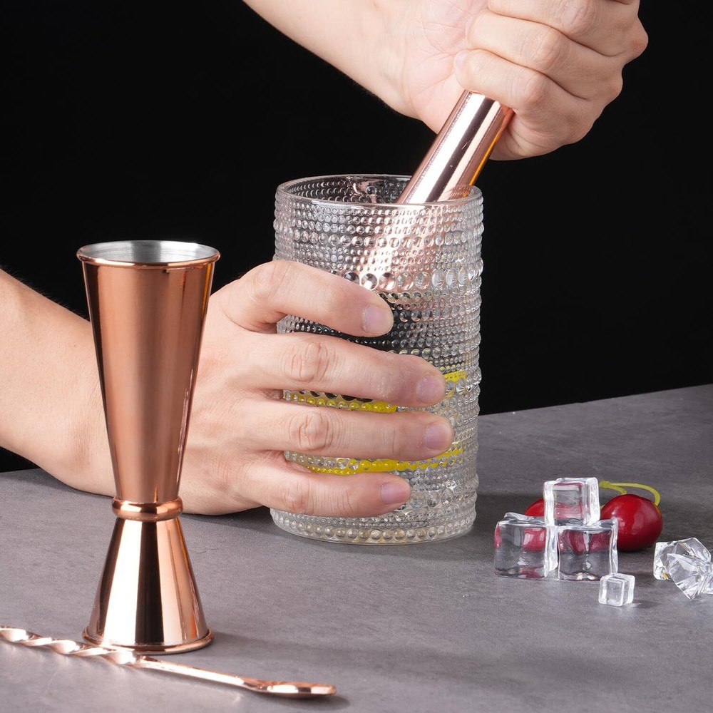 3pcs Rosegold Muddler Set Cocktail Muddler Jigger Bar Spoon Bartender Tools