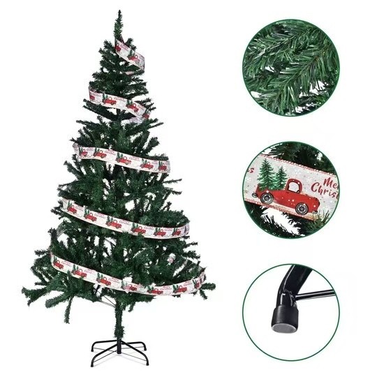 6FT Hinged Artificial Christmas Pine Tree w/ 1000 Dense Branches, easy assembly