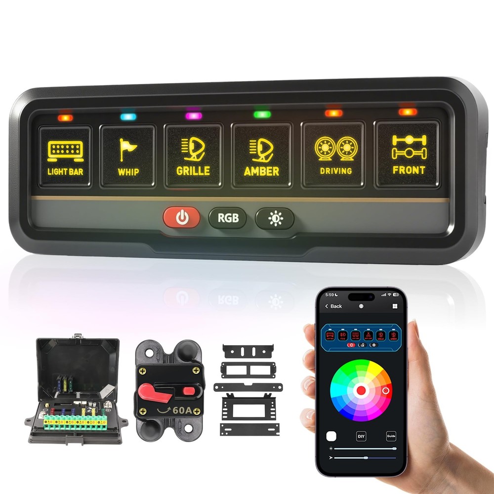 6 Gang Switch Panel Universal Circuit Control Relay System Automatic Dimmable...