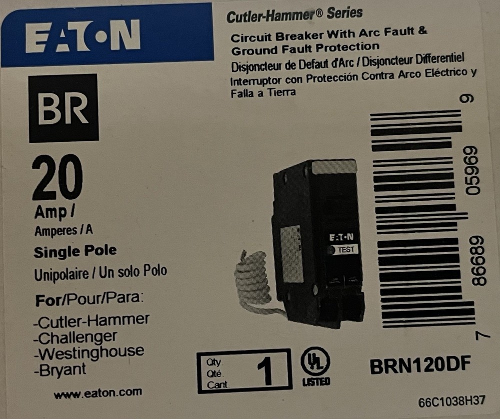Eaton BRN120DF 20A Dual Function Breaker