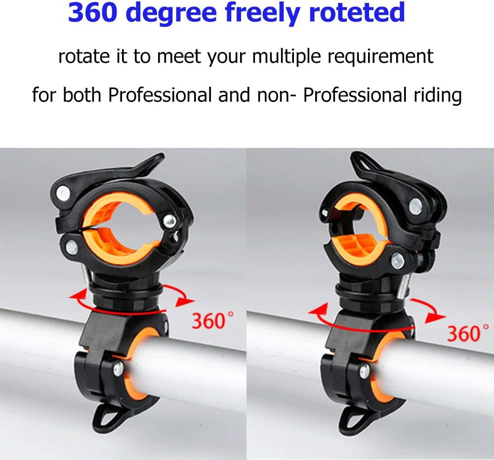 2 Pack Flashlight Mount Holder, Universal Bicycle Led Light Mounting Holder 360°