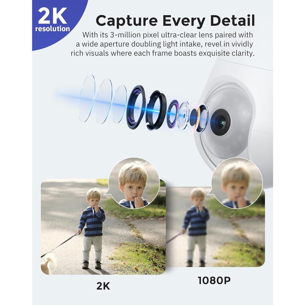2K Wireless Light Bulb Security Cameras with Motion Detection & Night Vision