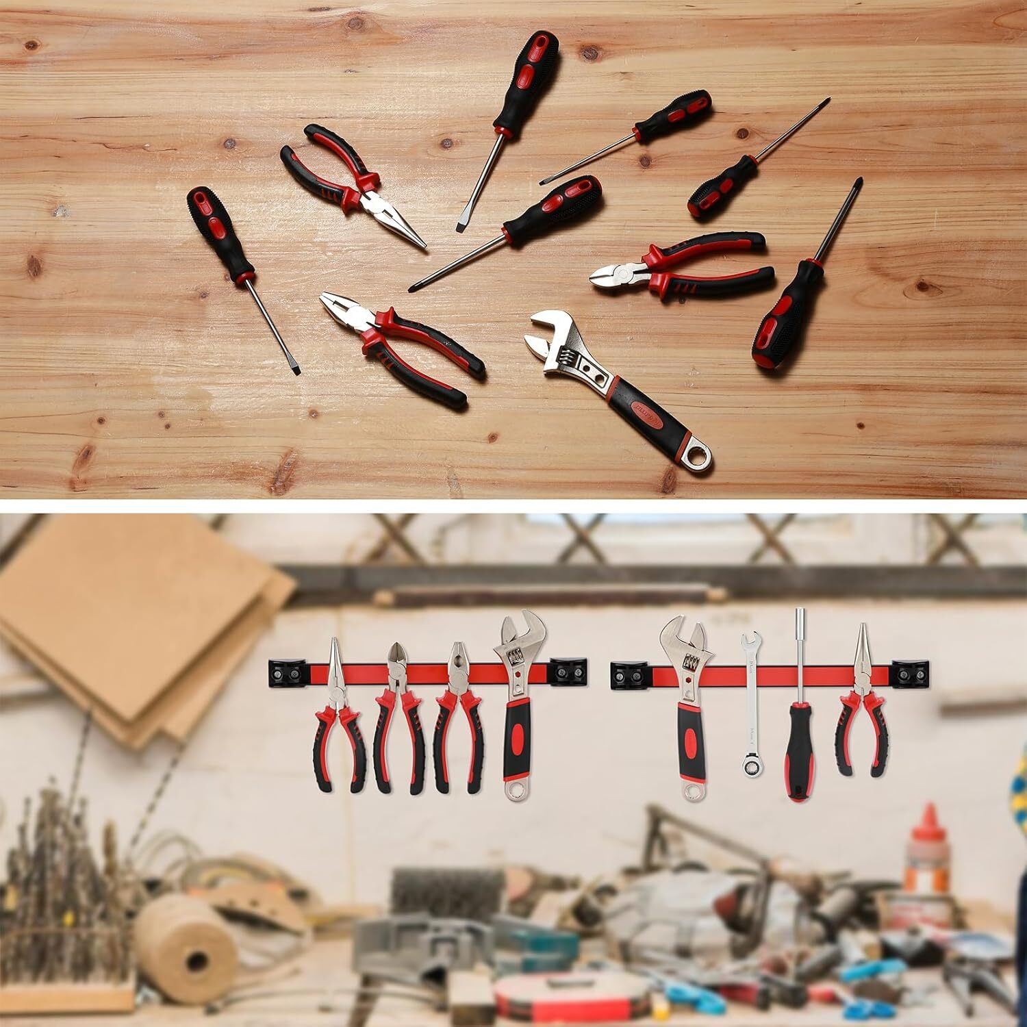 12" Magnetic Tool Holder Strip 6Packs Metal Magnet Tool Organizer Bar for Garage