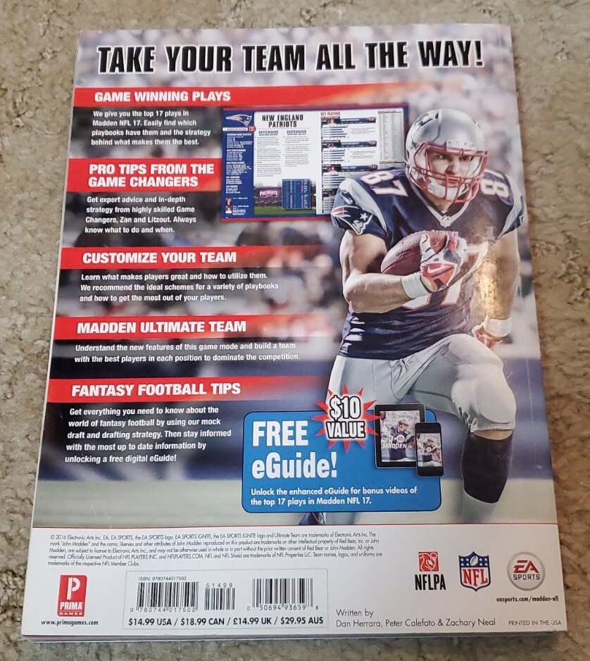 Madden 17 Offical Guide With Rob Gronkowski On Cover