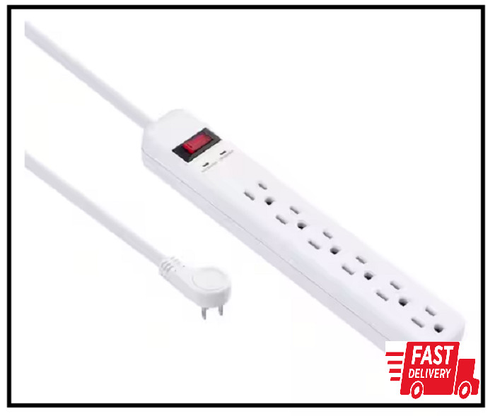 3 Ft. 6-Outlet Power Strip Surge Protector, White (4-Pack)