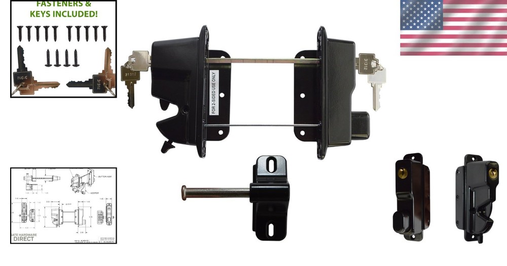 Keystone 2-Sided Metal Gate Latch - Keyed Alike