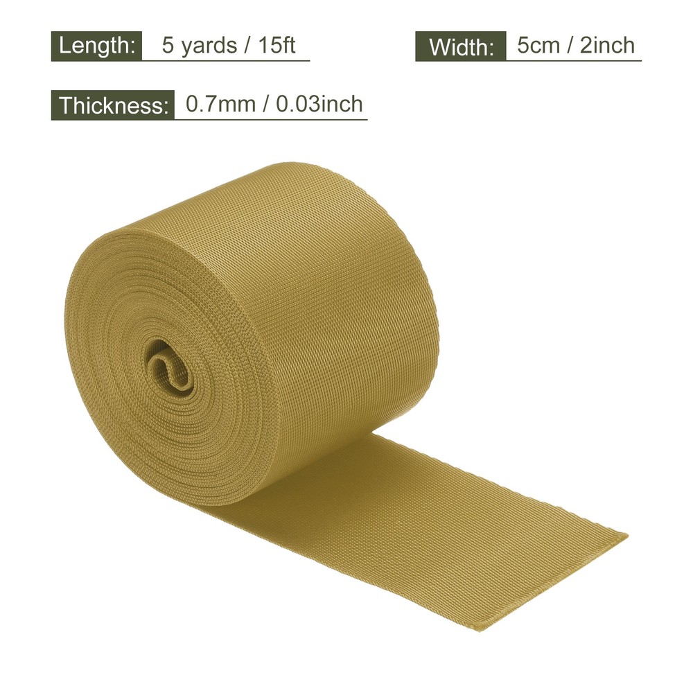 Flat Nylon Webbing Strap 2 Inch 5 Yards Light Brown for Backpack