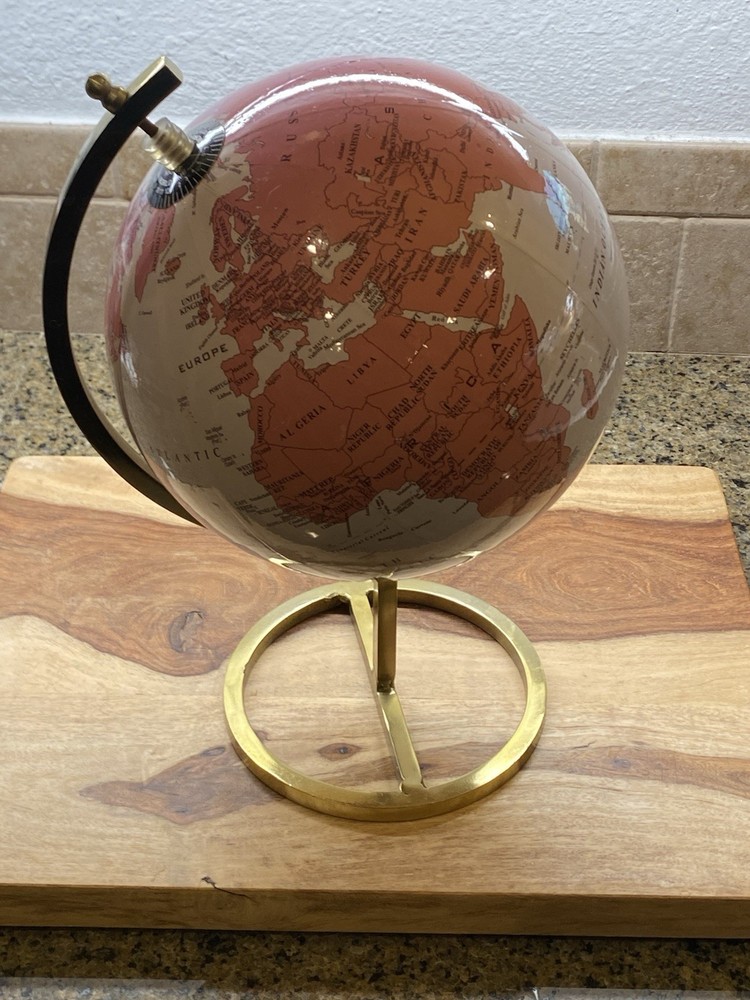 World Globe Pink With Gold Tone Solid Stand Desktop