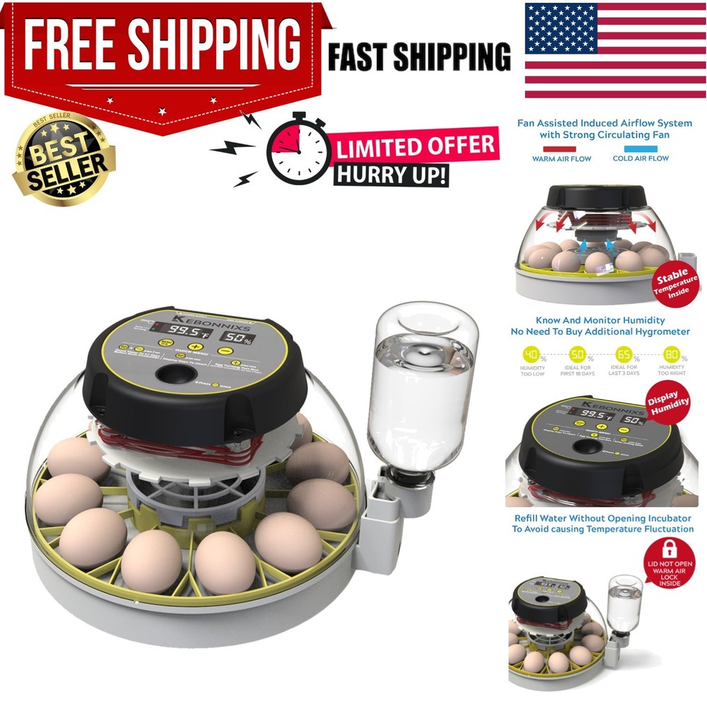 12 Egg Incubator: Stable Temperature & Automatic Turner for Chicken Hatching