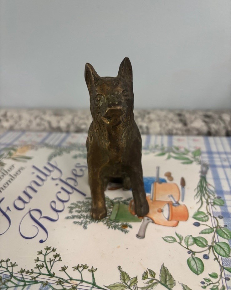 Small Brass German Shepherd Dog Figurine