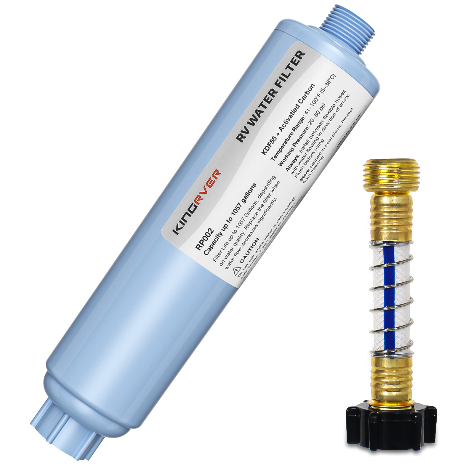 2-Pack RV Water Filter Hose Protector Inline Hose Water Filter Camper Filter