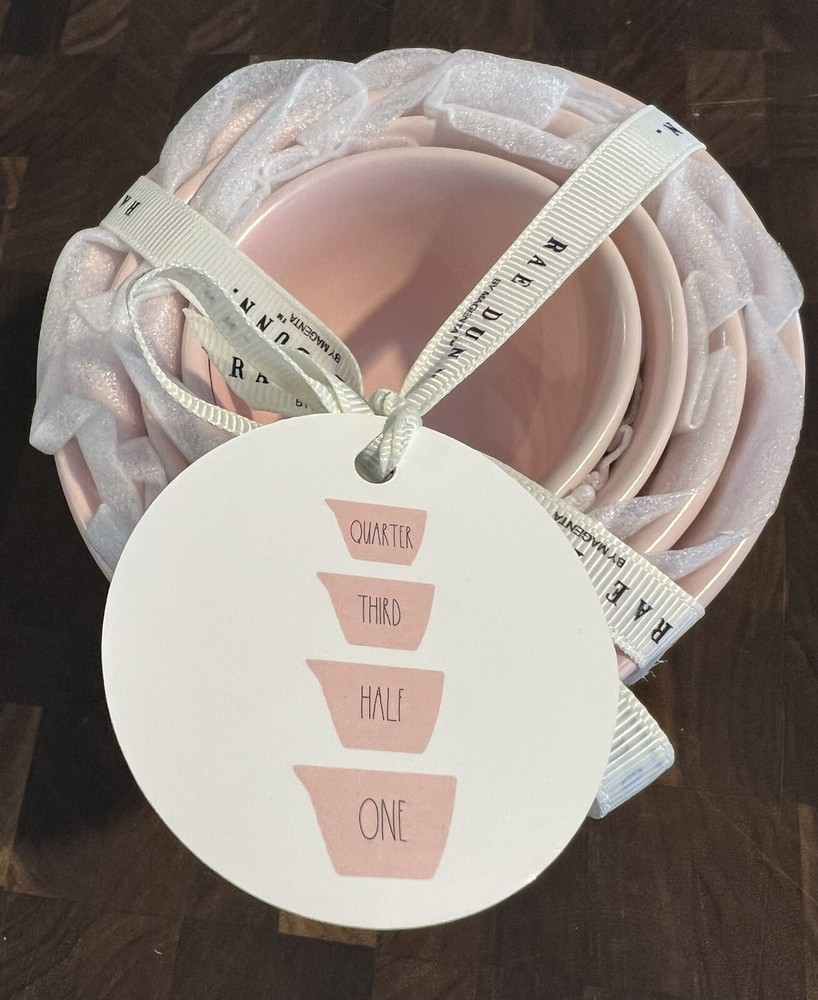 Rae Dunn Set of 4 Nesting Ceramic Measuring Cup Set - Pink Baking Spring Easter