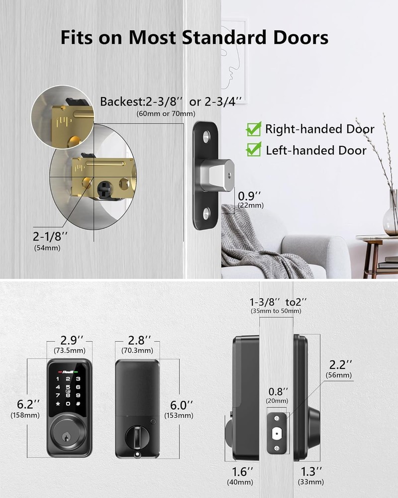 Zowill Smart Lock - Keyless Entry Door Lock with APP Control DK06 - Matte Black
