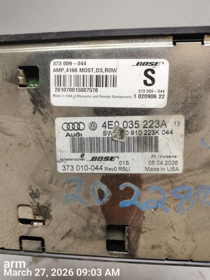 CONTROL PANEL OEM 2005 A8 AUDI 1YR WRNTY 4E0035223A