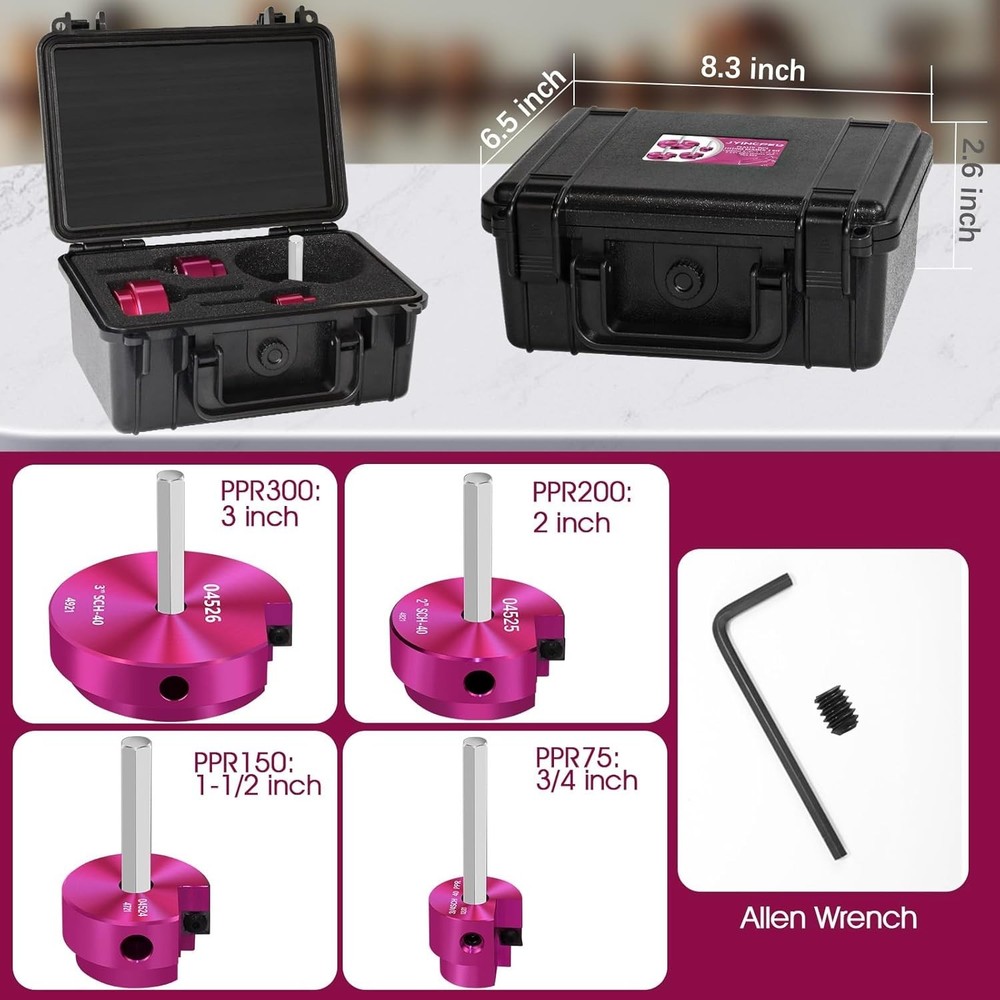 4 Pcs PVC Pipe Reamer Kit, PVC Fitting Saver Plastic Pipe Fitting Reamer Socket