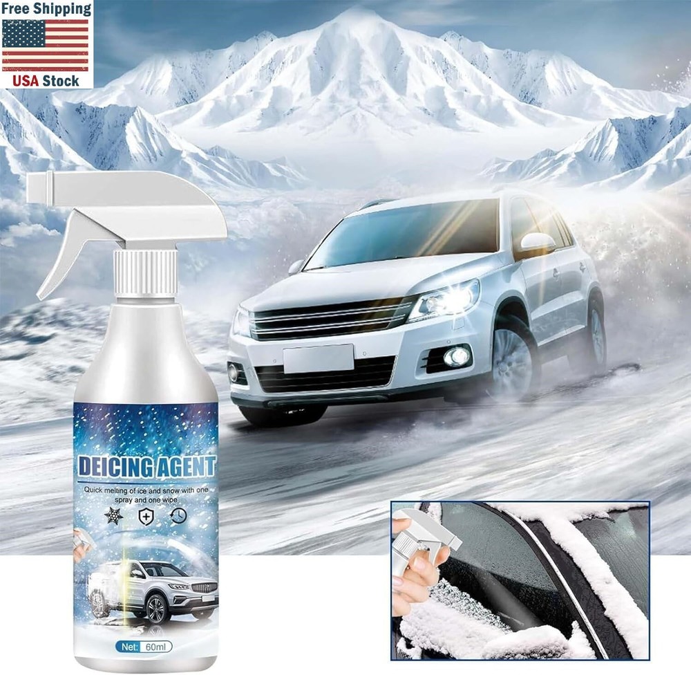 60ml Deicer Spray for Car Windshield Winter Car Essentials for Removing Snow