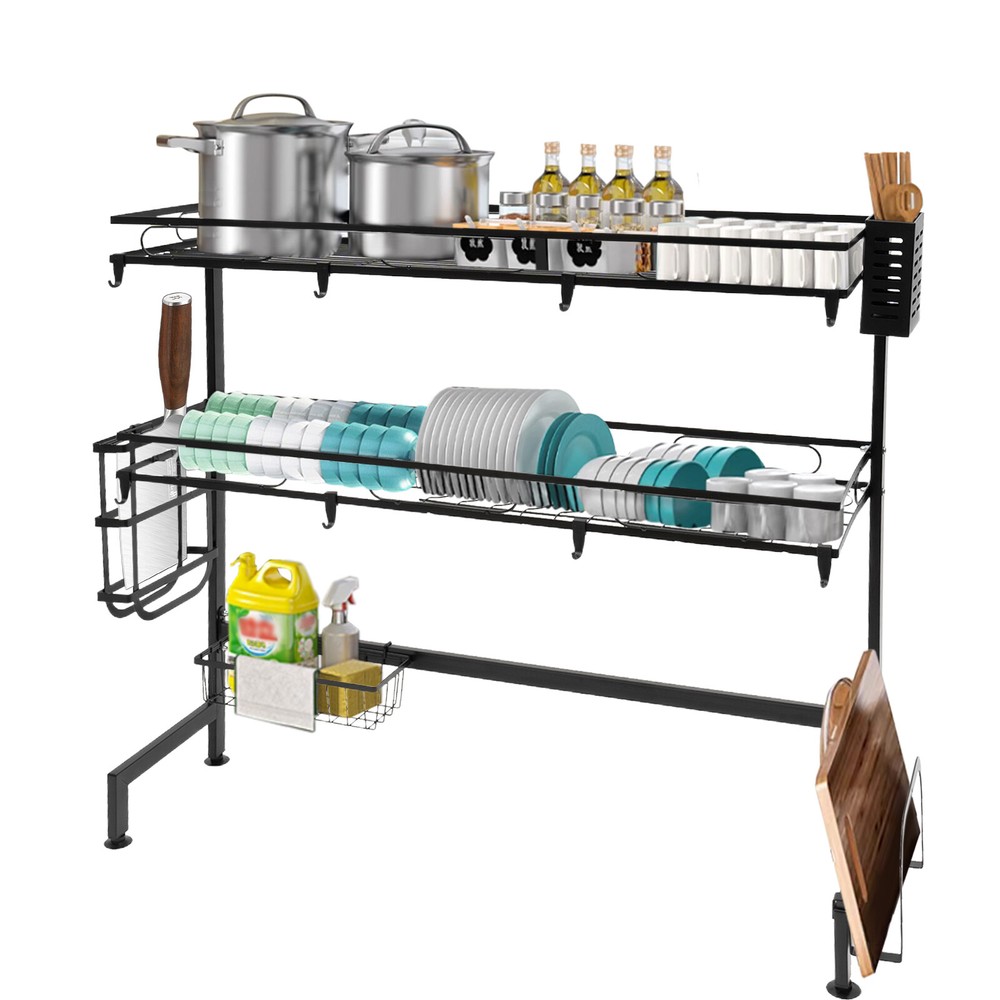 32.2in Double Layer Sink Storage Rack Complete Set Drying Rack For Kitchen !