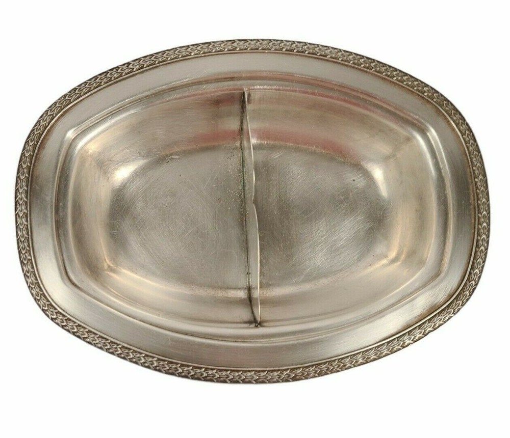 Vintage Silverplate Divided Bowl Oblong Rectangle Serving Dish - Keystonewear