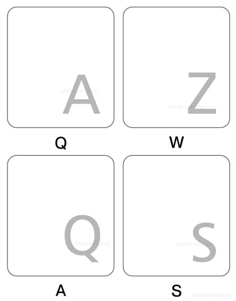 French Azerty white transparent letters