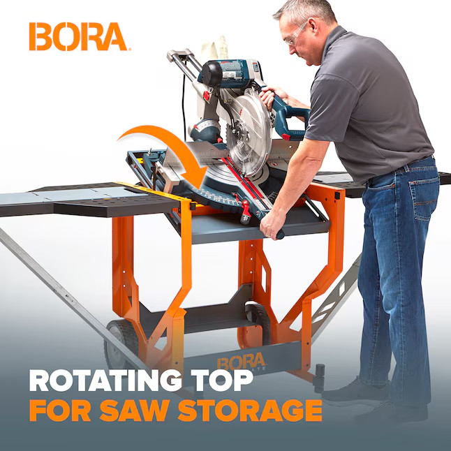 BORA Steel Adjustable Rolling Miter Saw Stand