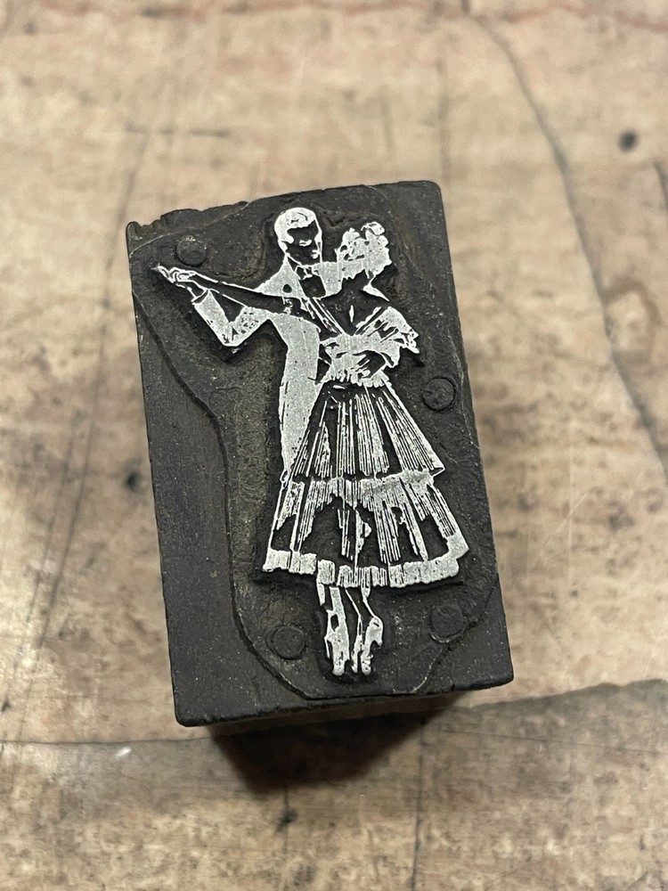 Printing Letterpress Printers Block Dancing Couple / Music (1611)