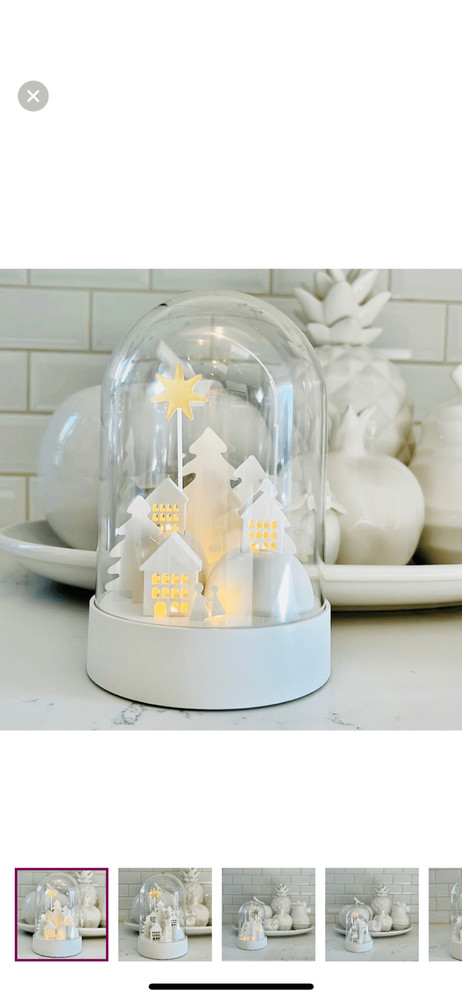 IKEA Strala White LED Snow Globe Dome Village