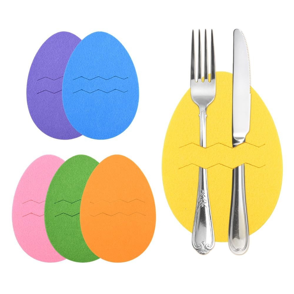 Easter Egg Shaped Cutlery Holders Set Eggs Silverware Tableware Holders for C...